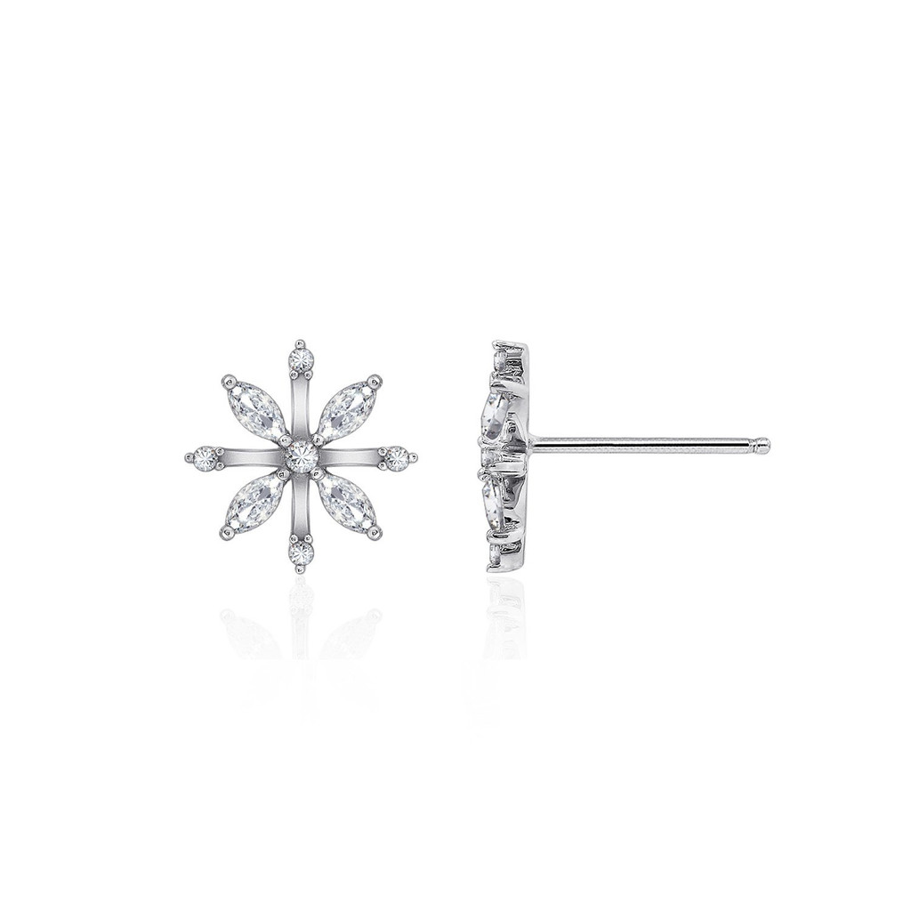Snowflake Stud Earrings, side view