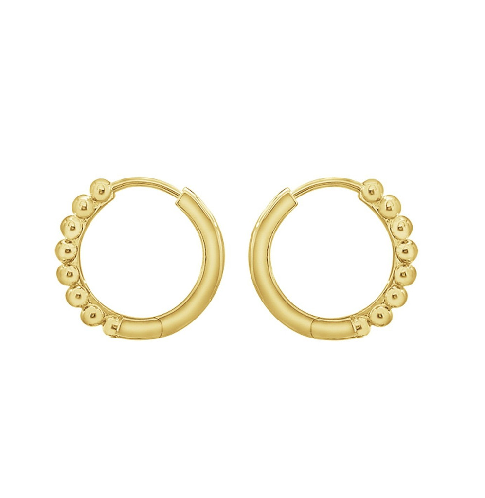 Bead Ball Huggie Hoop Earrings, view 1