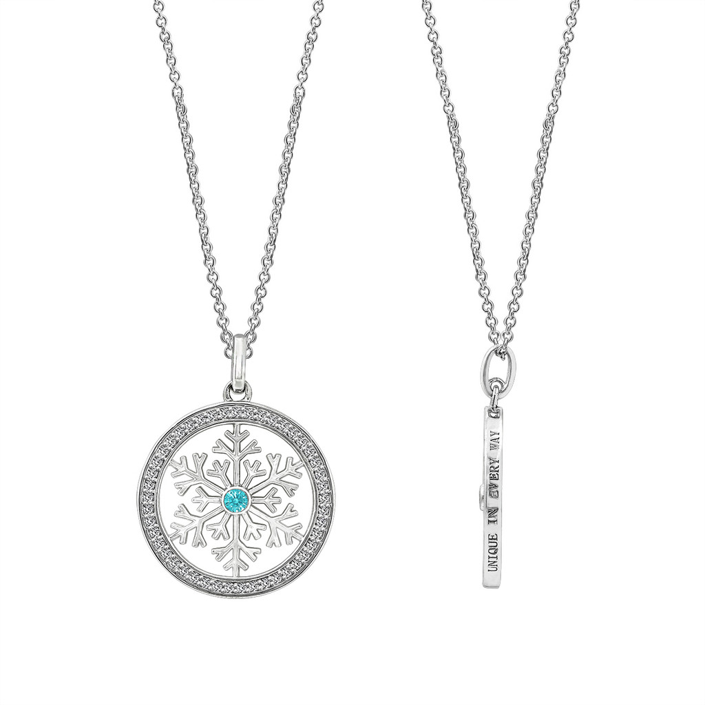 Frosty Mint Snowflake in Round Pendant Necklace