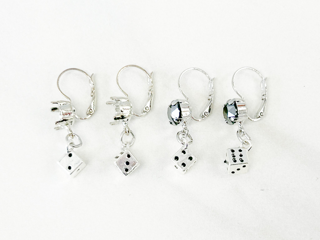 8.5mm | One Setting Drop & Dice Earrings | One Pair