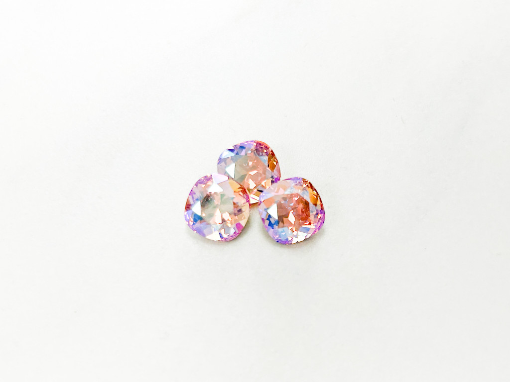 Limited Edition | 10mm | Square Cushion Cut | Swarovski Article 4470 | Light Rose Shimmer | 3 Pieces