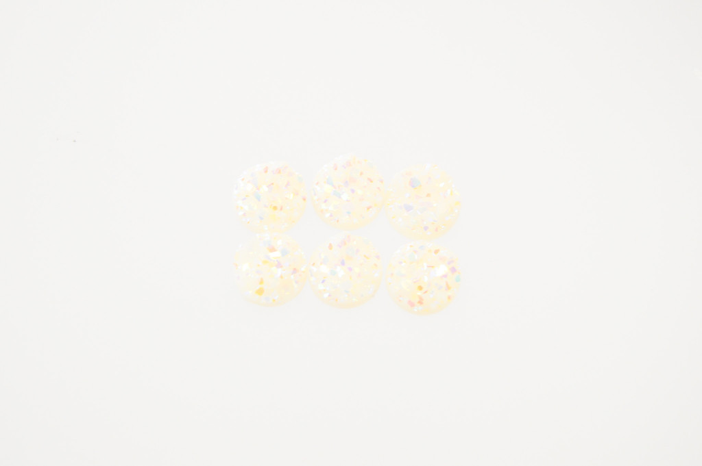 8.5mm | Creamy White Druzy Style | 6 Pieces
