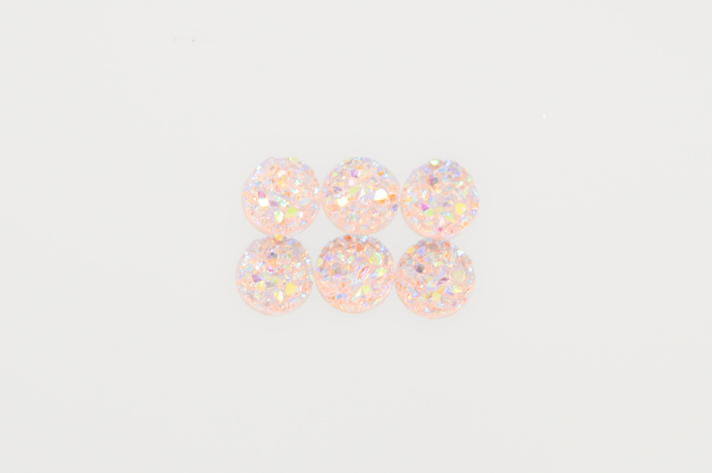 8.5mm | Light Rose Druzy Style | 6 Pieces