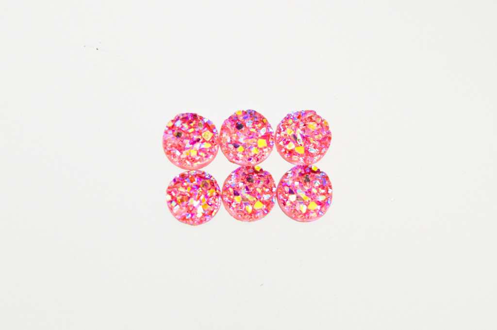 8.5mm | Rose Druzy Style | 6 Pieces