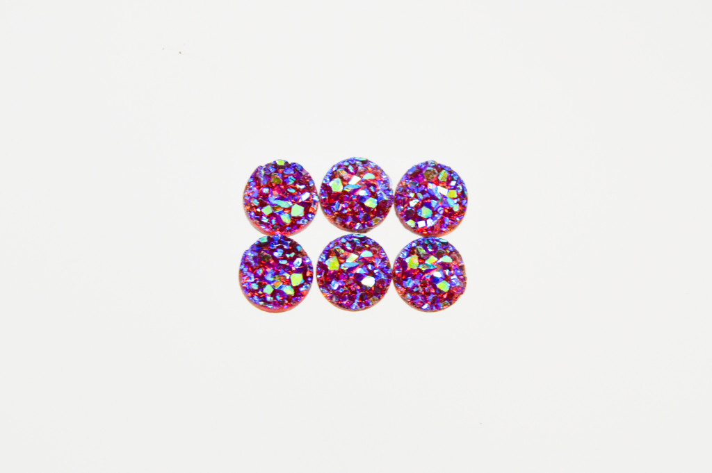 8.5mm | Light Siam Druzy Style | 6 Pieces