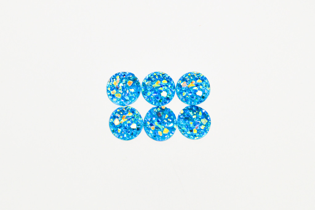 8.5mm | Blue Druzy Style | 6 Pieces