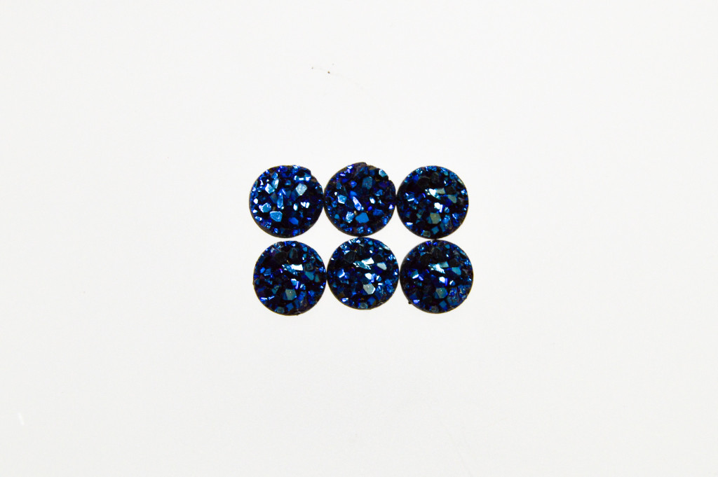 8.5mm | Deep Blue Druzy Style | 6 Pieces