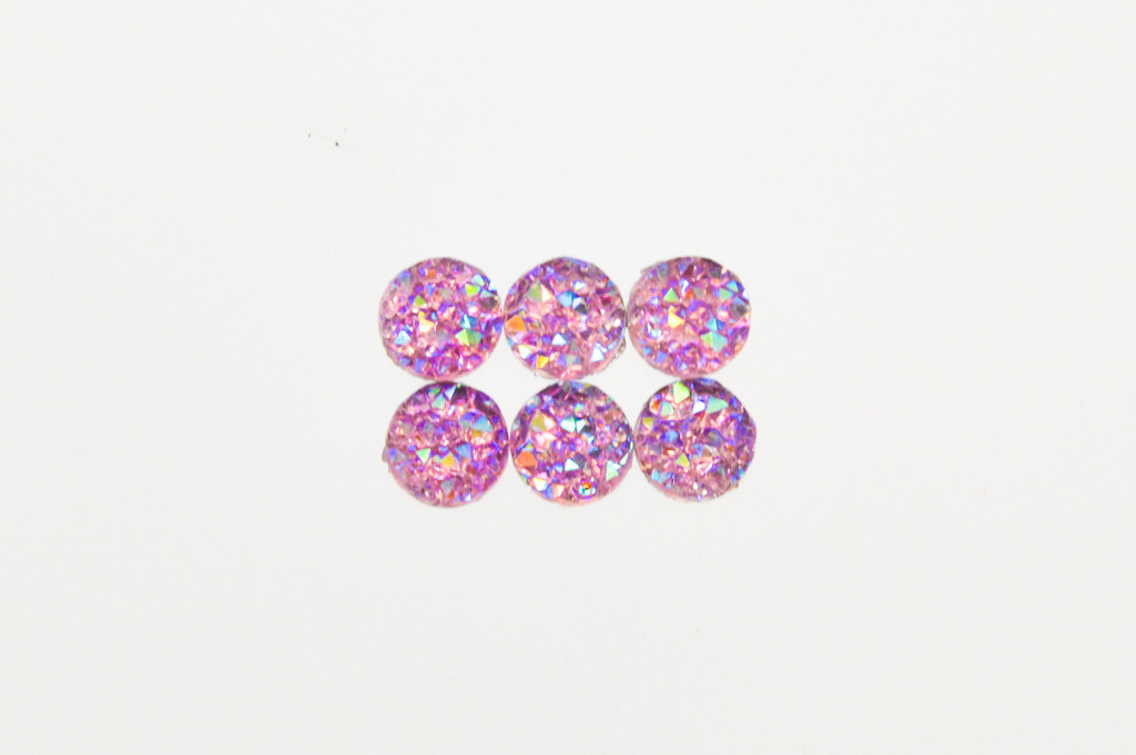 8.5mm | Lilac Druzy Style | 6 Pieces