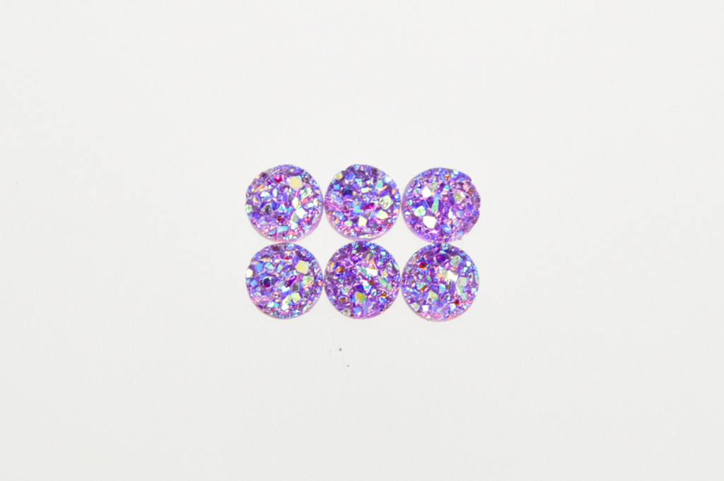8.5mm | Violet Druzy Style | 6 Pieces
