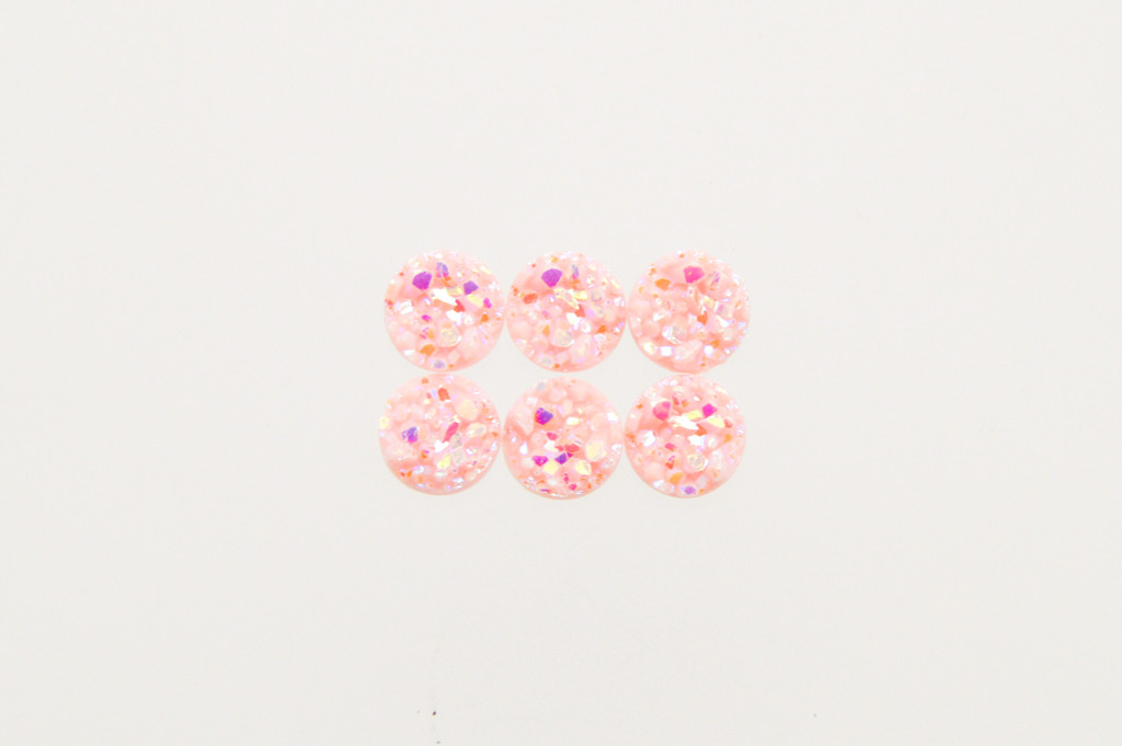 8.5mm | Pink Petal Druzy Style | 6 Pieces