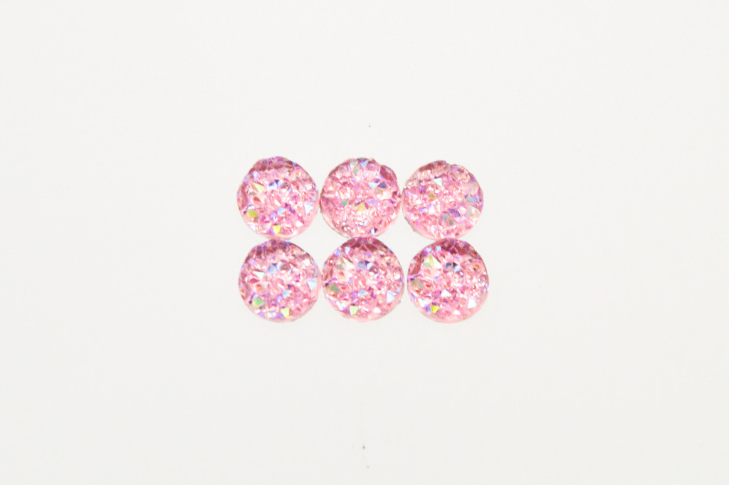 8.5mm | Pretty in Pink Druzy Style | 6 Pieces