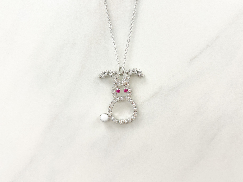 Floppy Eared Bunny Crystal Rhinestone Necklace | One Piece