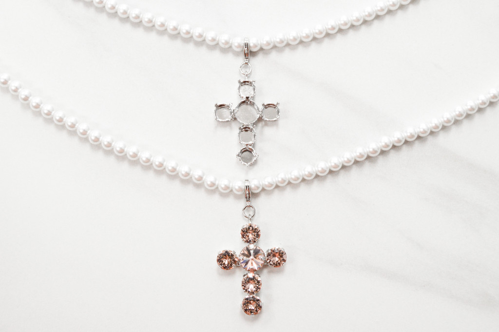 pearl necklace with cross enhancer