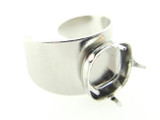 Adjustable Ring Shank Bases With Empty 12mm Square Cushion Cut Setting Rhodium 3 Pieces
