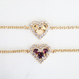 6mm & 8.5mmm | Small Crystal Rhinestone Heart Bracelet | One Piece