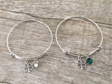 Four Leaf Clover Charm Bangle Bracelet, view 2