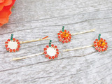 Pumpkin Crystal Rhinestone Bobby Pins