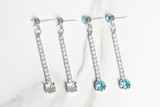 Two Setting Long Crystal Drop Stud Earrings