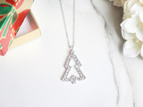 Crystal Outline Christmas Tree Necklace 