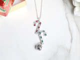 Candy Canes and Jingle Bell Crystal Necklace
