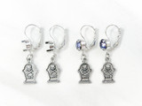 One Setting Drop & Tombstone Charm Earrings