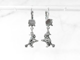 One Setting Drop & Witch on Broomstick Charm Earrings, view 2