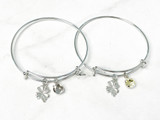 8.5mm | Textured Clover Charm Bangle Bracelet | One Piece