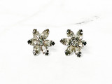 Frosted Black Diamond Floral Stud Earrings made w/ Swarovski Crystals