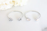 Crystal Halo Two Setting Thin Cuff Bracelet, view 2