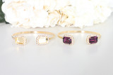 Crystal Halo Two Setting Thin Cuff Bracelet, view 2
