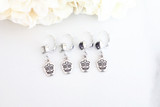 8.5mm | One Setting Drop & Sugar Skull Charm Earring | One Pair