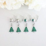 One Setting Drop & Christmas Tree Enamel Charm Earring