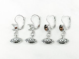 One Setting Drop & Football 2.0 Charm Earring 