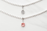 pearl necklace with 12mm square necklace enhancer