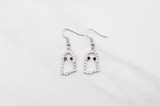 8.5mm | Ghost Dangle Wire Earrings in White Opal