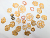 27 pcs Vintage Filigree Brass Findings lot