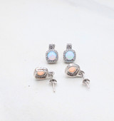 2 pairs .925 Sterling Silver Genuine Opal Stud Earrings
Front View and Back View