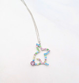 Light Multi Crystal Bunny Necklace 1 pc close up