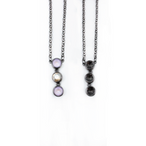 Three Setting Vertical Casted Necklace - Hematite - with and without stones