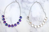 16mm Round | Ten Setting Necklace | One Piece - with crystals example and empty base side by side