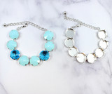 16mm Round | Eight Setting Bracelet | One Piece - Side by side with crystals example and empty base
