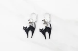 8.5mm | Black Cat w/ Sparkles Acrylic Earrings