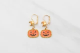 8.5mm | Pumpkin Enamel Charm Earrings