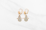 8.5mm | Grey Sparkle Snowman Charm Earrings