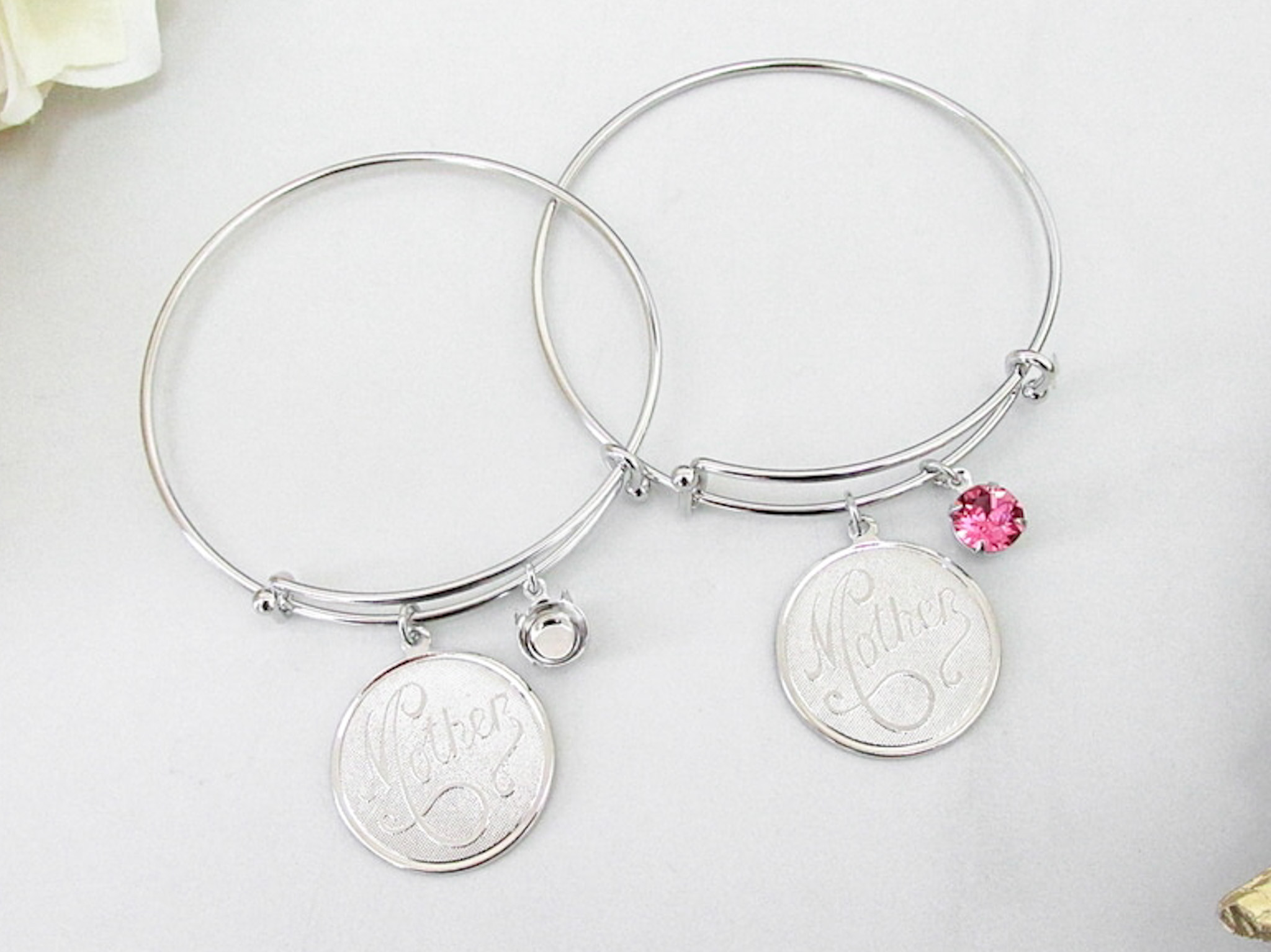 Mother Charm Bangle Bracelet One Piece