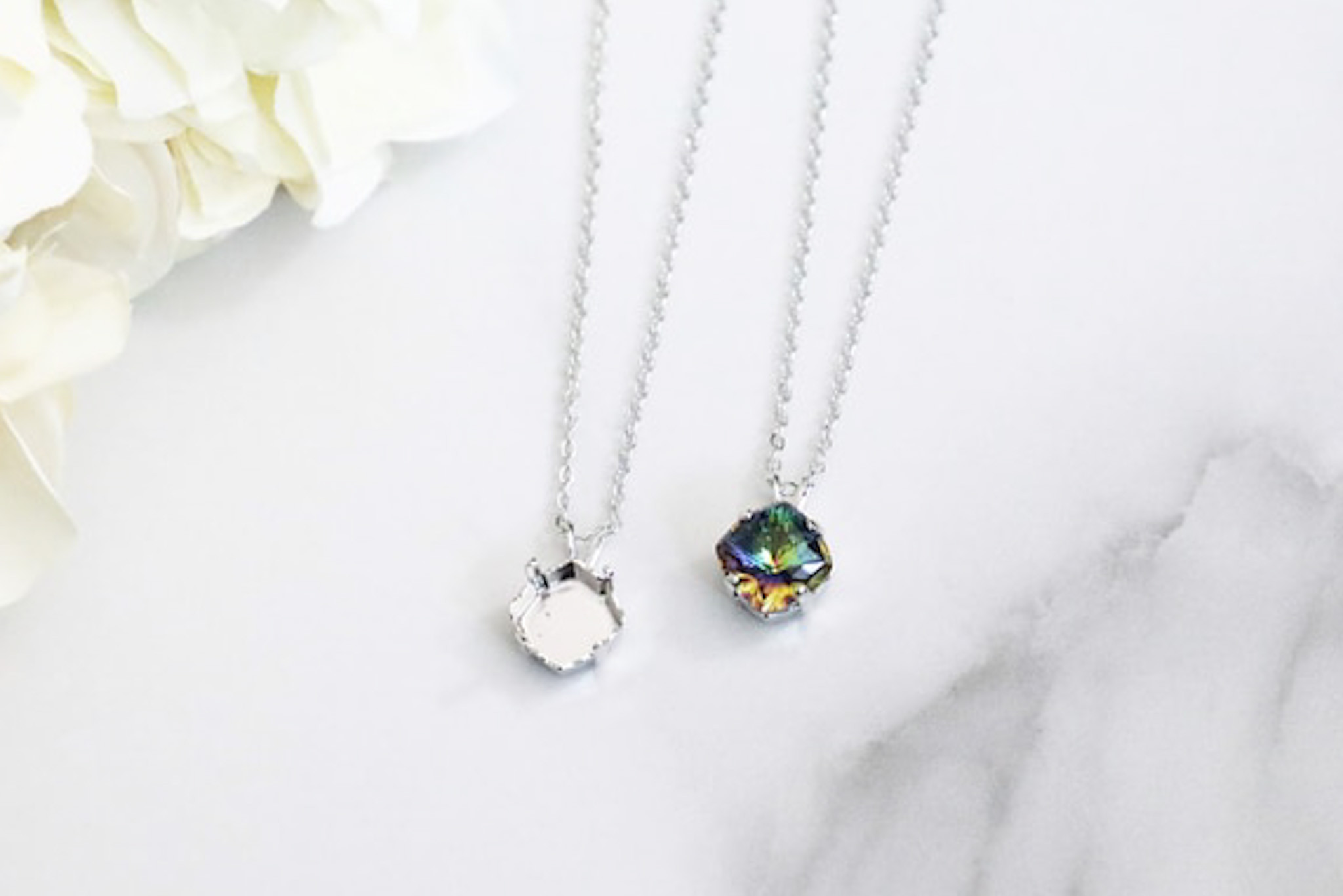 10mm MYSTIC Square Single Pendant On Necklace Chain One Piece
