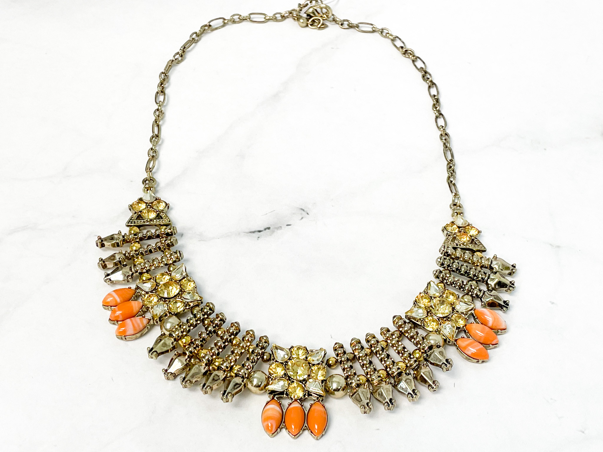 African Oversized Sculpted Beaded Statement Necklace, Green & Orange T –  KatKoutureJewelry