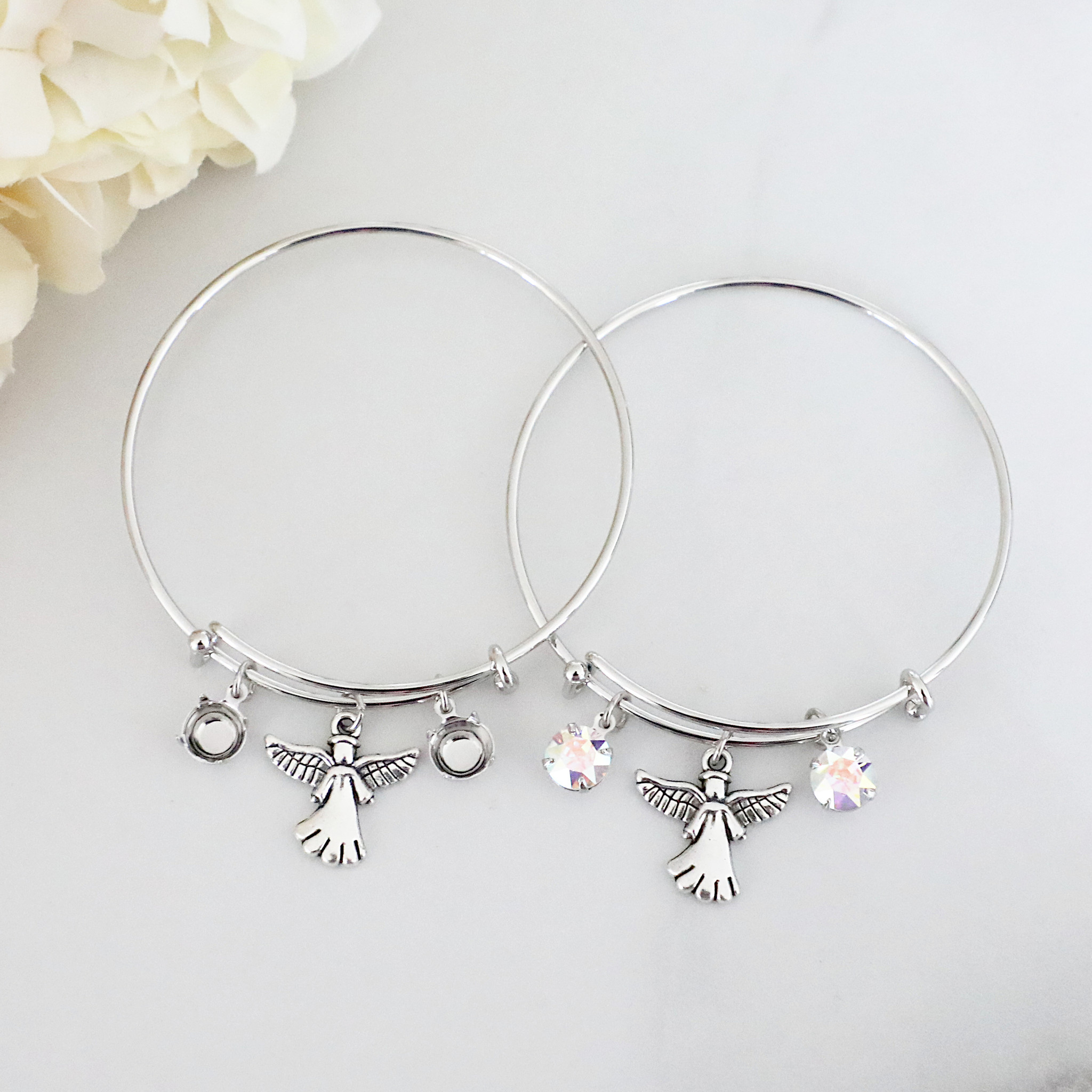 Empty Bangle | 8.5mm \u0026 Guardian Angel Charm