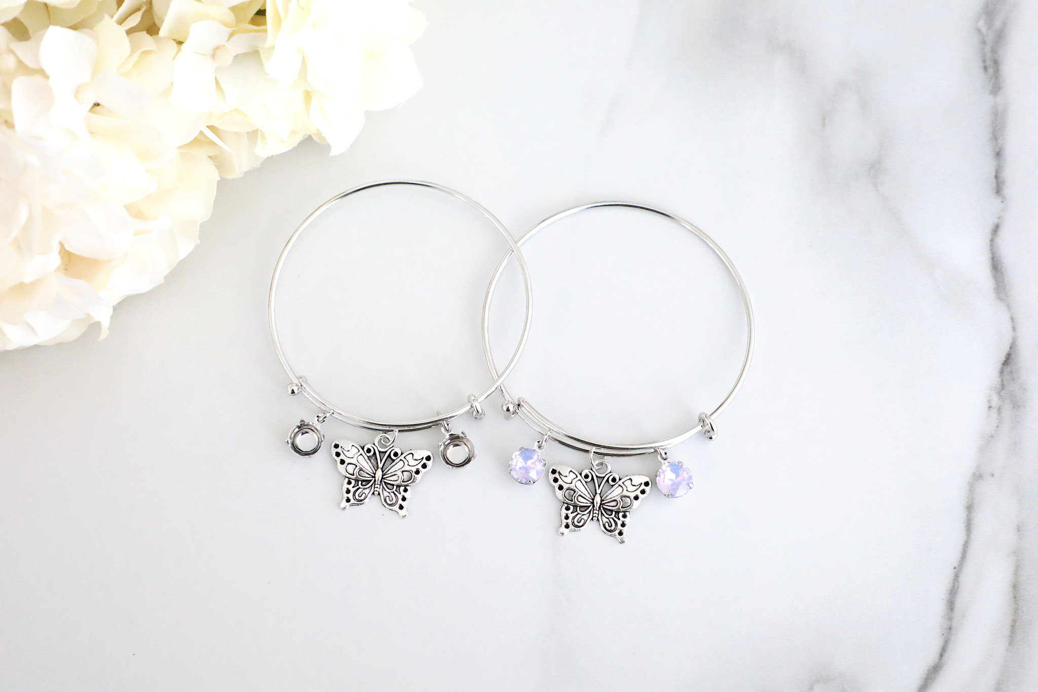 Empty Bangle | 8.5mm & Butterfly Charm