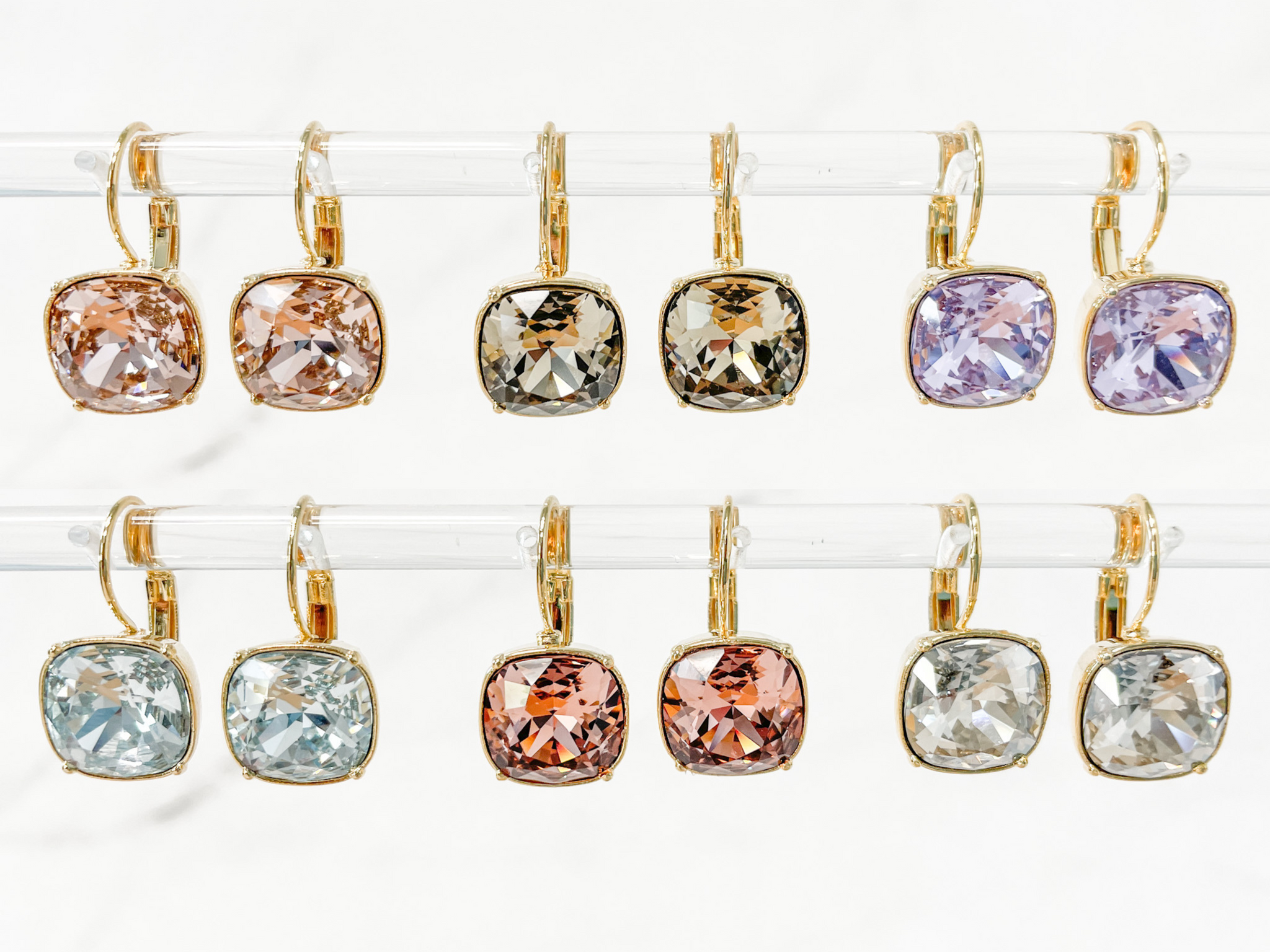 12mm Square | Branded Collection Earrings Made With Swarovski® Crystals |  One Pair
